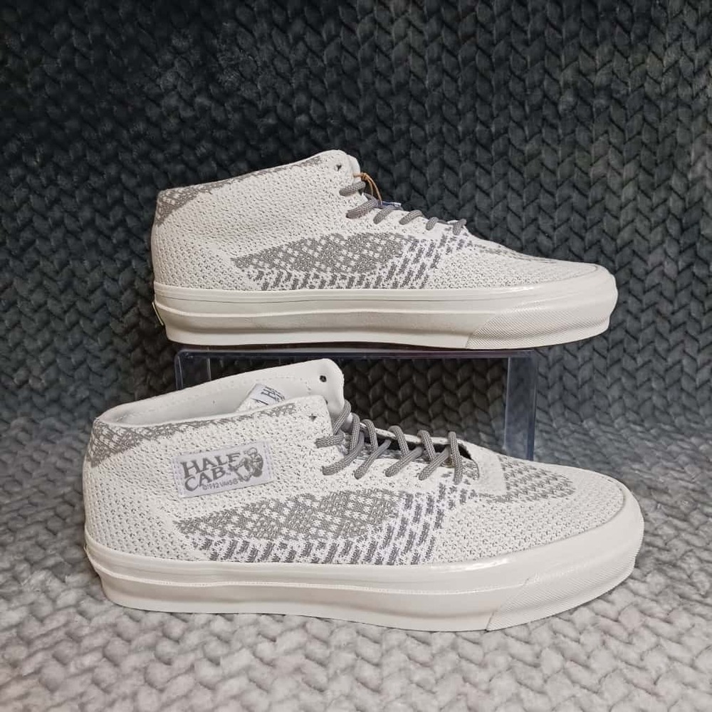 Vans Lx Half Cab 33 Engineered Knitted Skate‎ Shoes White Grey Size Men's 9